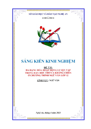 SKKN Đa dạng hóa hoạt động luyện tập trong dạy học thơ ca kháng chiến ở chương trình Ngữ Văn Lớp 12
