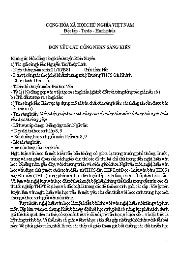 SKKN Giải pháp giúp học sinh nâng cao kỹ năng làm một số dạng bài Nghị luận Văn học thường gặp tại Trường THCS Gia Khánh