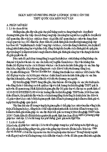 SKKN Một số phương pháp giúp học sinh 12 ôn thi THPT quốc gia môn Ngữ Văn