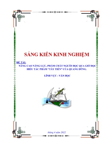 SKKN Nâng cao năng lực, phẩm chất người học qua giờ đọc hiểu tác phẩm “Tây Tiến” của Quang Dũng
