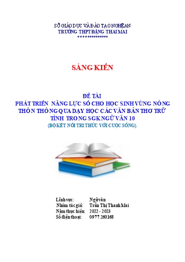 SKKN Phát triển năng lực số cho học sinh vùng nông thôn thông qua dạy học các văn bản thơ trữ tình trong SGK Ngữ Văn 10 (Bộ Kết nối tri thức với cuộc sống)