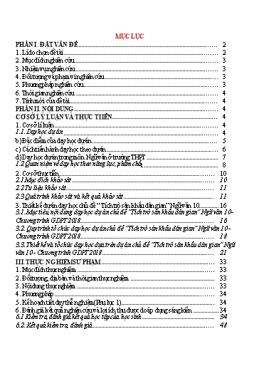 SKKN Thiết kế dự án dạy học chủ đề “Tích trò sân khấu dân gian” Ngữ Văn 10 nhằm phát huy phẩm chất năng lực học sinh đáp ứng chương trình GDPT 2018