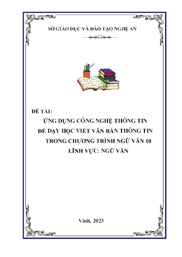 SKKN Ứng dụng công nghệ thông tin để dạy học viết văn bản thông tin trong chương trình Ngữ Văn 10