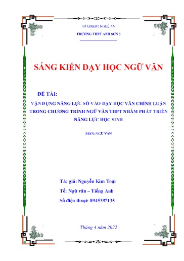 SKKN Vận dụng năng lực số vào dạy học văn chính luận trong chương trình Ngữ Văn THPT nhằm phát triển năng lực học sinh