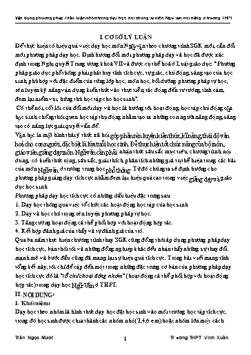 SKKN Vận dụng phương pháp thảo luận nhóm trong dạy học nói chung và môn Ngữ Văn nói riêng ở Trường THPT