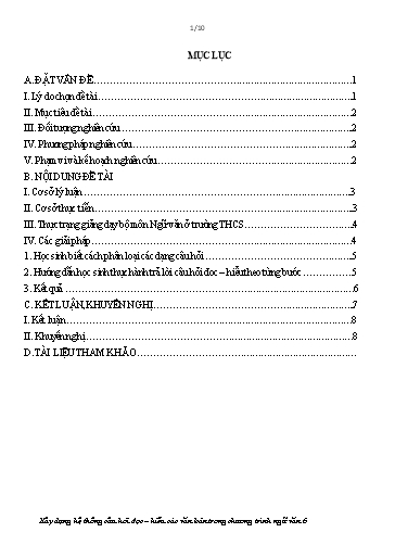 SKKN Xây dựng hệ thống câu hỏi trong tiết đọc – hiểu văn bản Ngữ Văn ở cấp trung học cơ sở